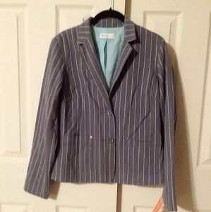 Ben Sherman Womens Gray And Blue Striped Blazer